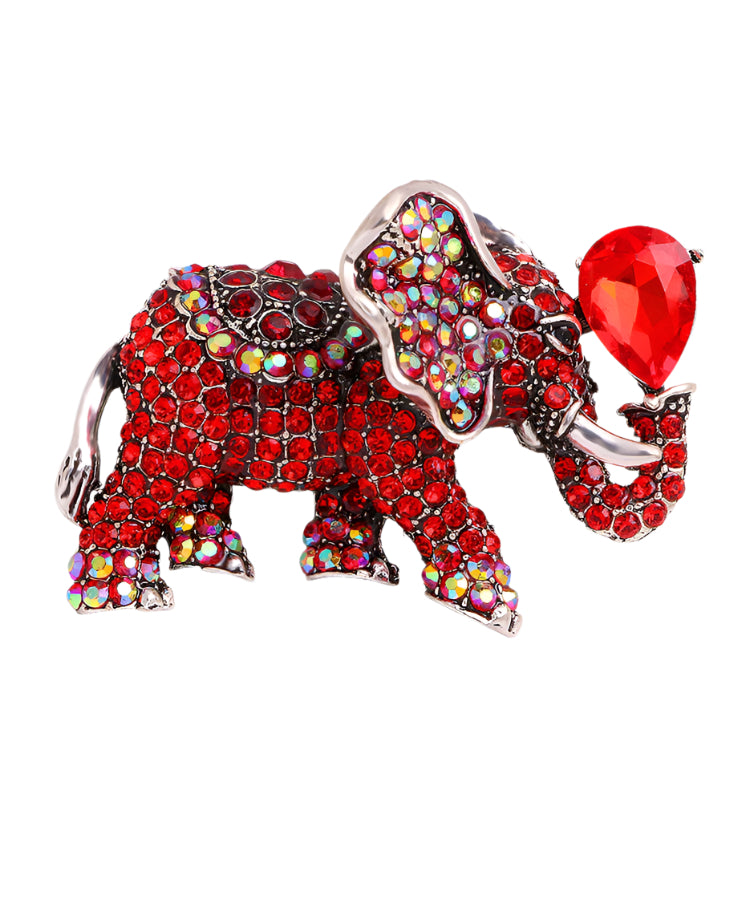 Rhinestone Elephant Pendant Brooch