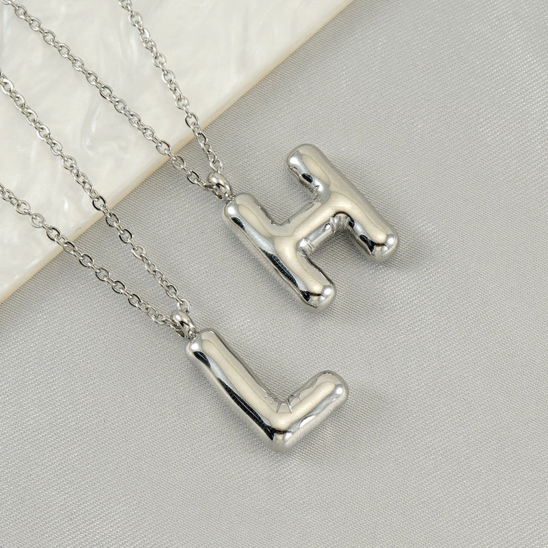 Silver Bubble Initial Necklace