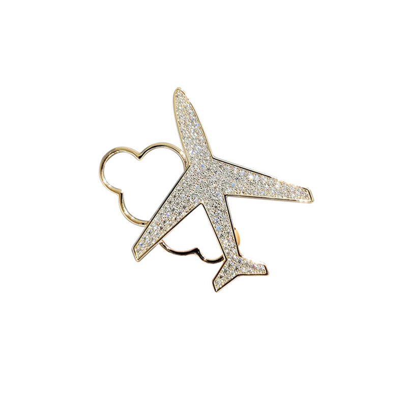 Rhinestone Airplane Cloud Brooch