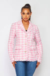 In your Dreams Preppy Tweed Plaid Blazer Jacket