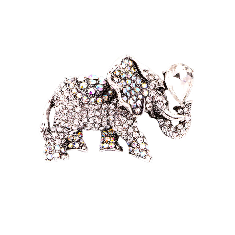 Rhinestone Elephant Pendant Brooch