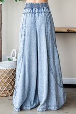 WASHED DENIM PALAZZO PANTS