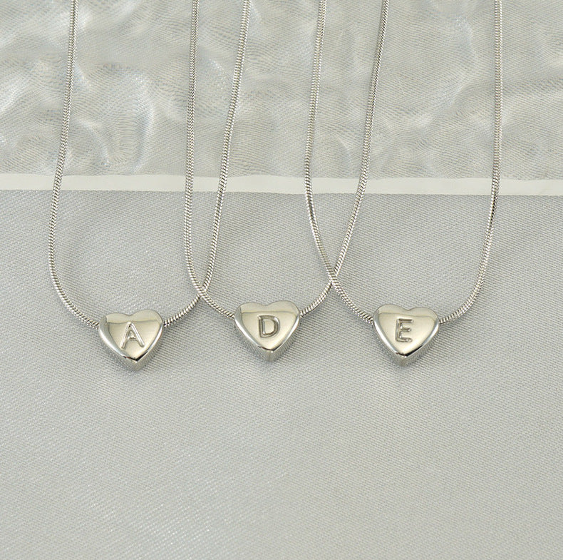 Silver Heart Initial Necklace