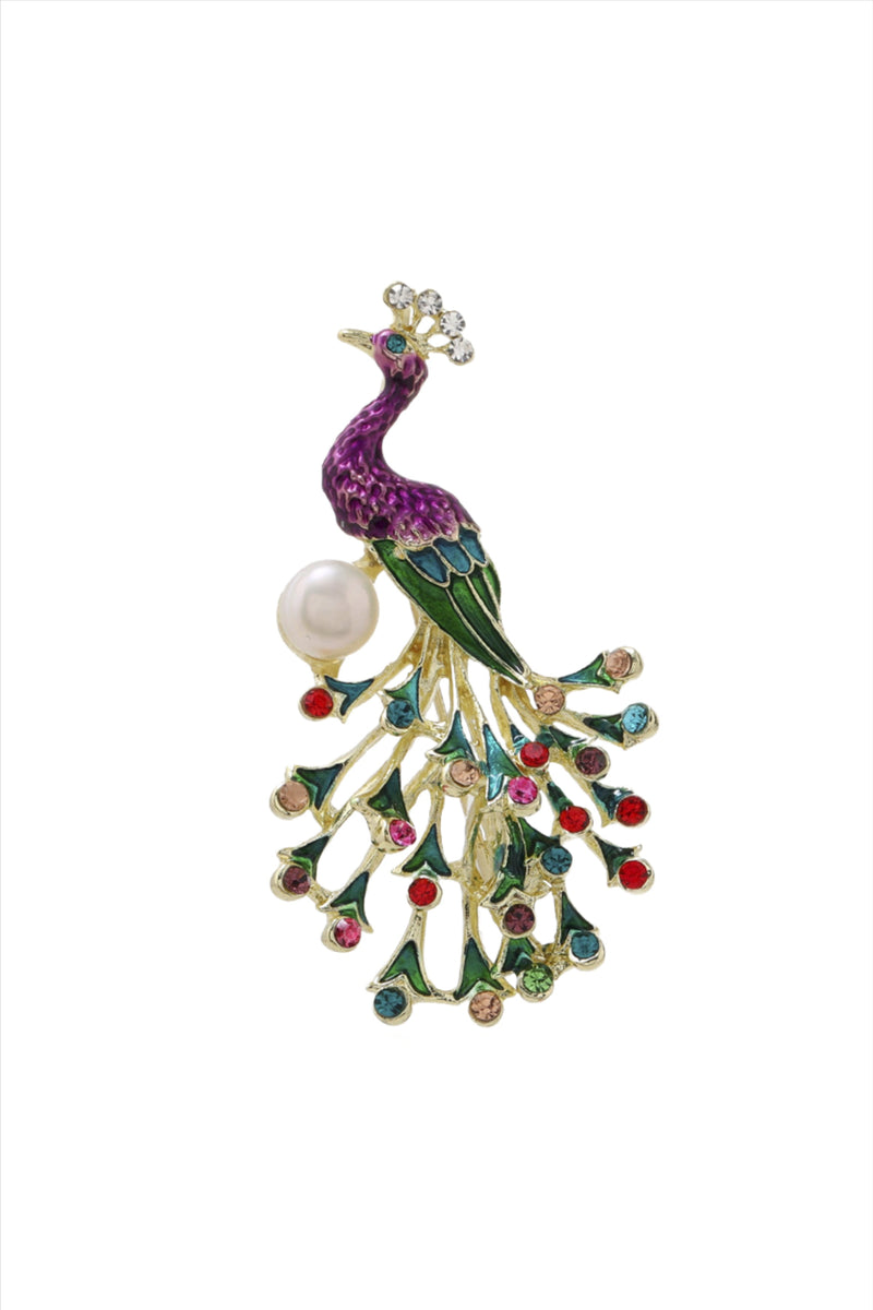Colorful Peacock Rhinestone Pin Brooch!