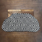 Woven Tapestry Fabric Clutch Bag with Wooden Handle