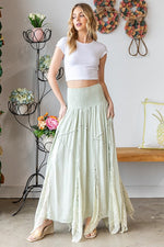 Washed Lace Inset Maxi Skirt