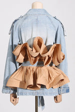 Peplum Ruffle Denim Jacket