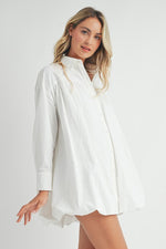 Bubble Hem Mini Shirt Dress