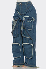 Front Tie Cargo Jeans