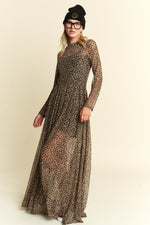 Mock Neck Mesh Maxi Dress