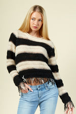 Stripe Fringe Sweater