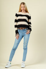 Stripe Fringe Sweater