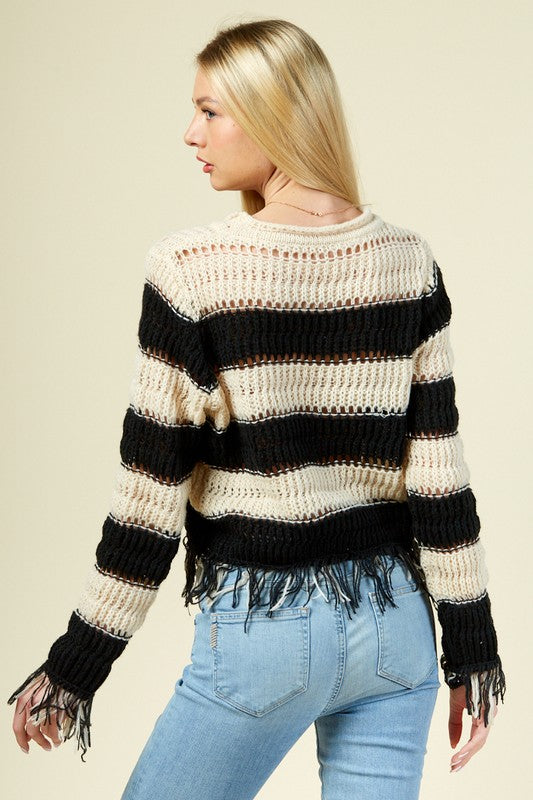 Stripe Fringe Sweater