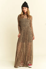 Animal Print Mesh Maxi Dress