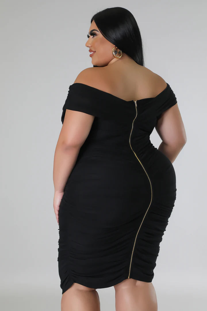 Plus Size Ruched Front Long Sleeve Dress – 2020AVE