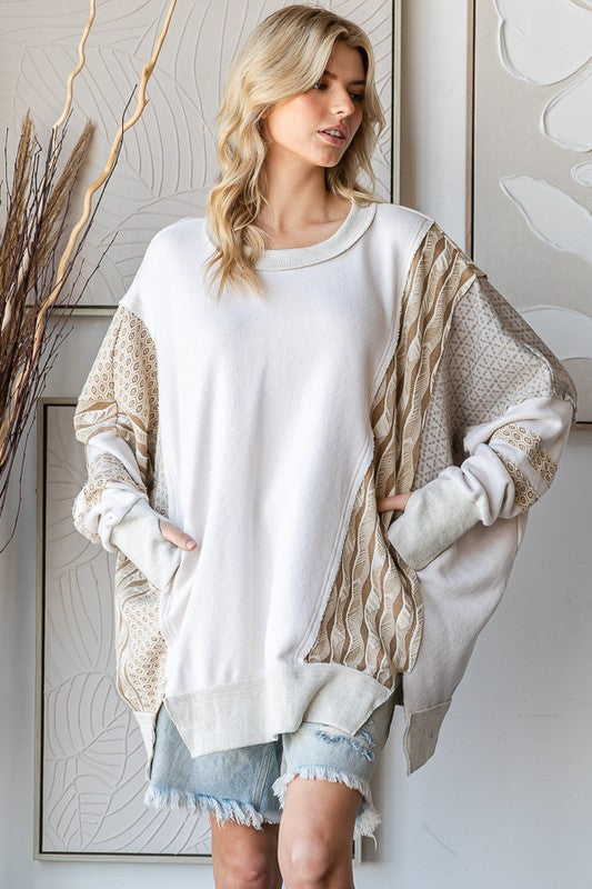 Side Slit Mixed Sweater