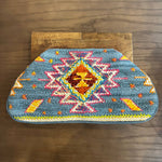 Embroidered Tapestry Clutch with Wooden Handle