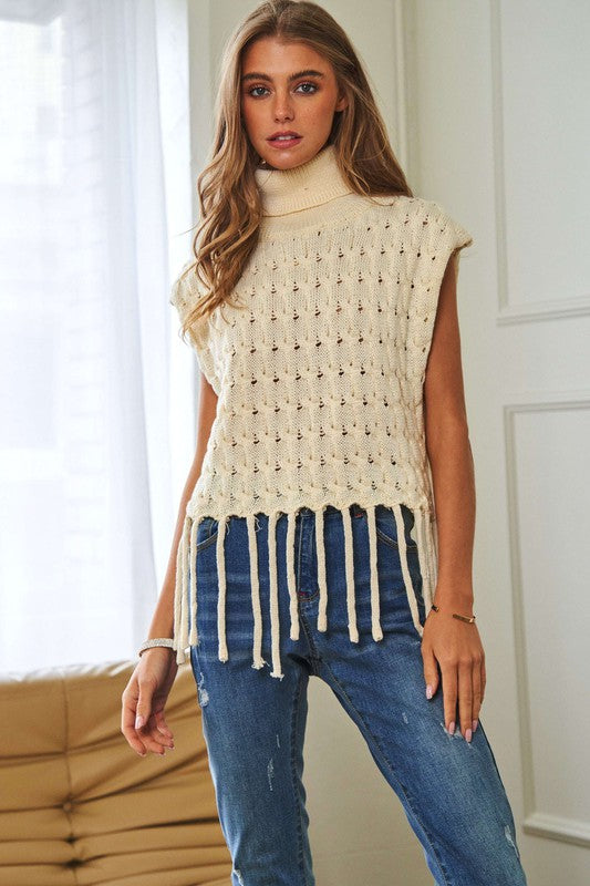 Fringe Knit Sweater Top
