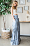 WASHED DENIM PALAZZO PANTS