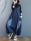 Denim Buttoned Overalls Dress Jumpsuit