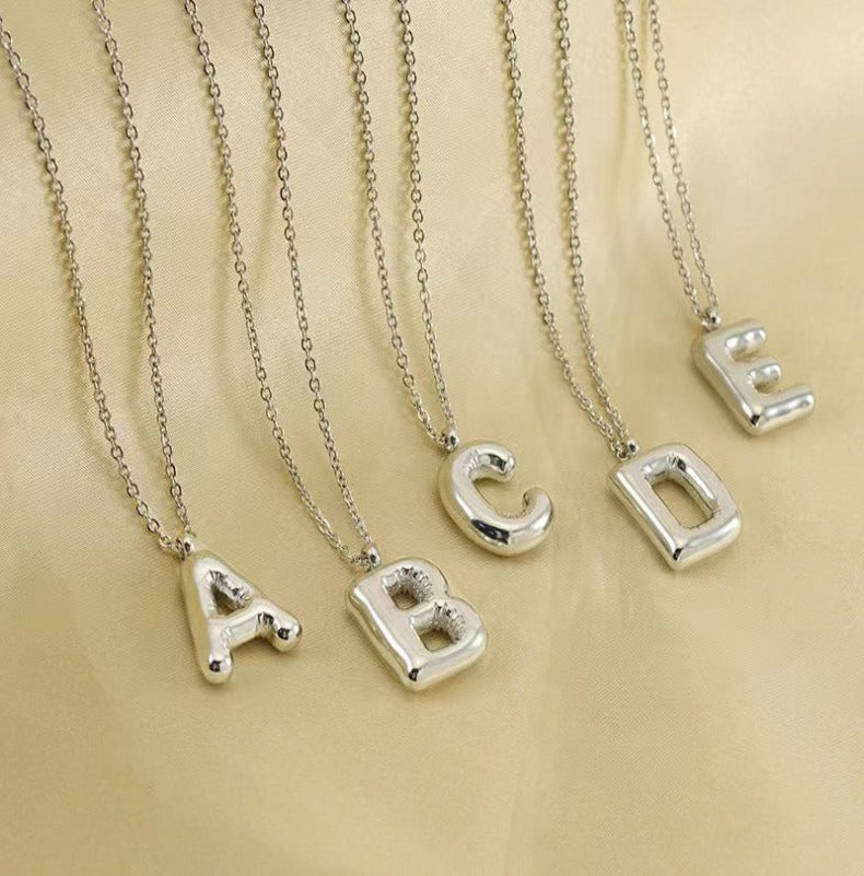 Silver Bubble Initial Necklace