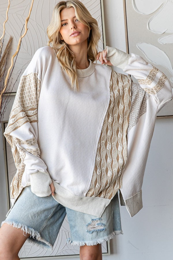 Side Slit Mixed Sweater