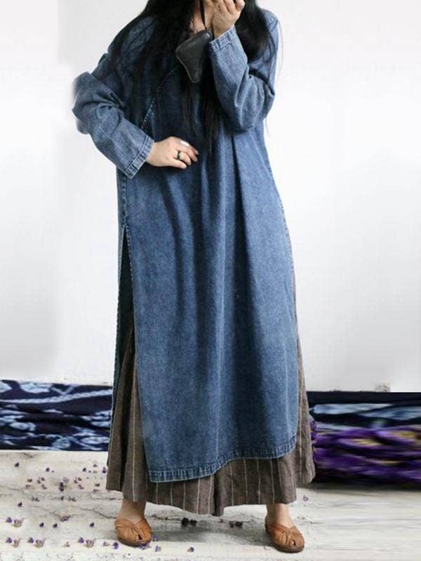 Loose Split-side Jeans Long Dress