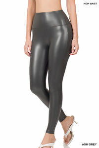 Ash Grey Faux Leather Leggings