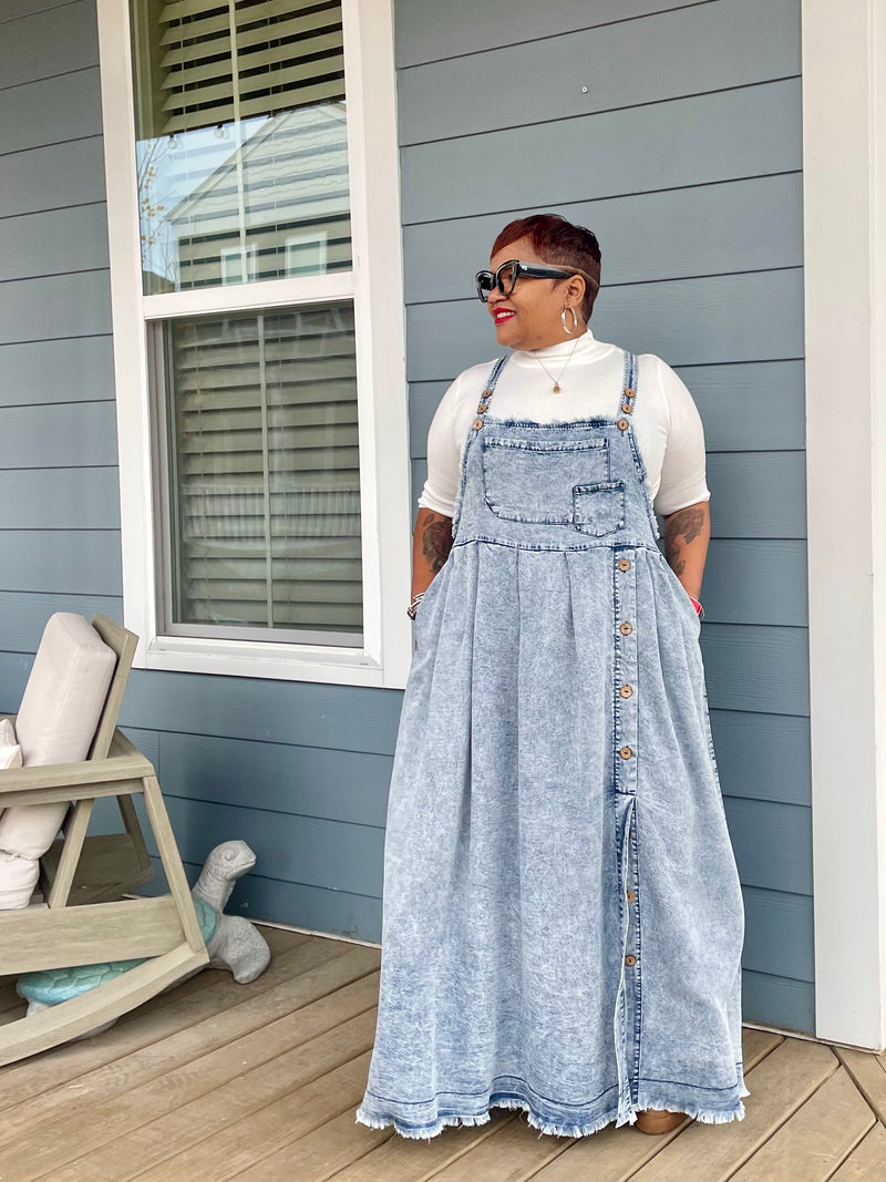 Denim Overall Maxi Dress