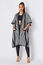 Houndstooth Poncho Sweater