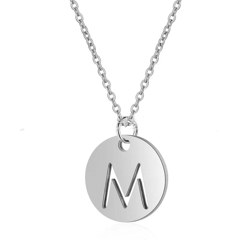 Silver Embeded Initial Necklace