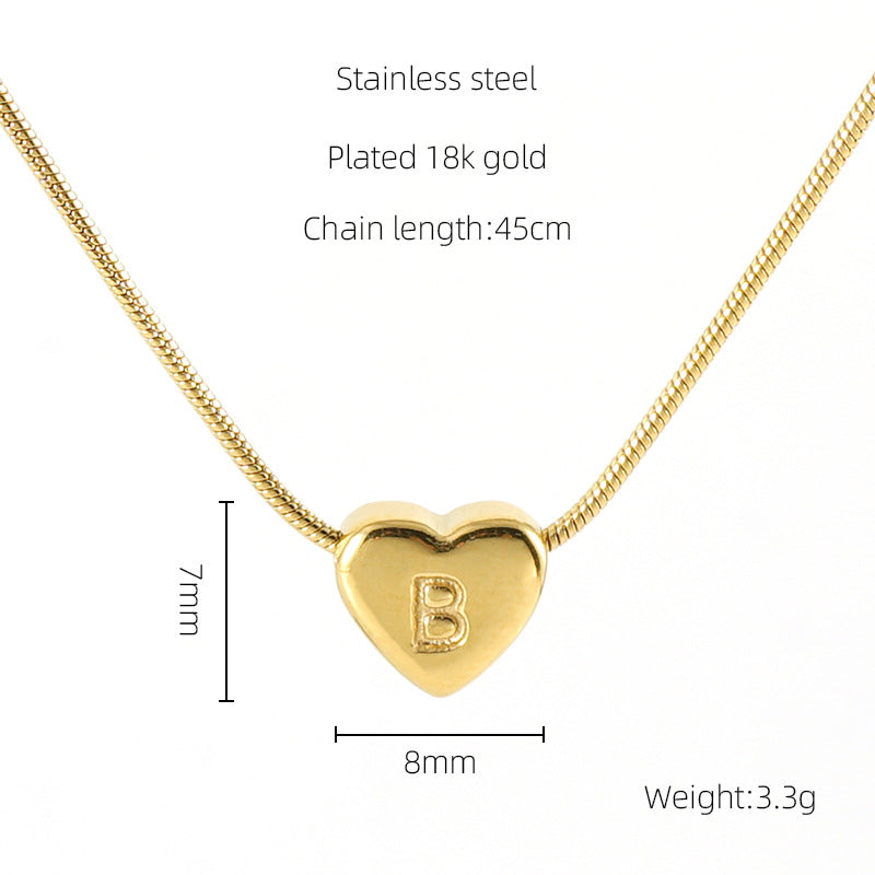 Gold Heart Initial Necklace