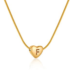 Gold Heart Initial Necklace