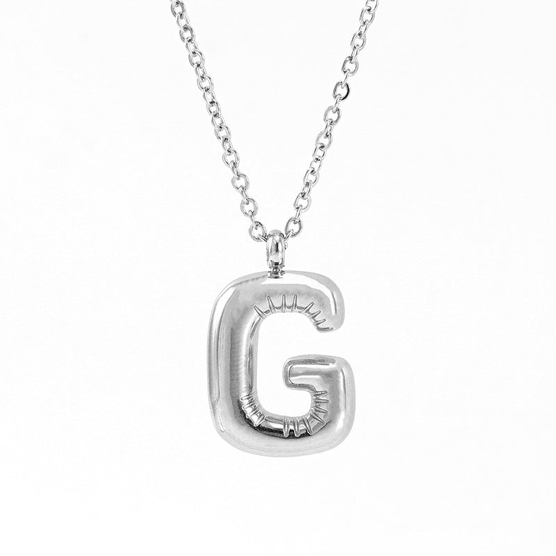 Silver Bubble Initial Necklace