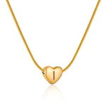 Gold Heart Initial Necklace