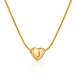 Gold Heart Initial Necklace