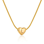 Gold Heart Initial Necklace