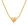 Gold Heart Initial Necklace