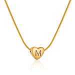 Gold Heart Initial Necklace