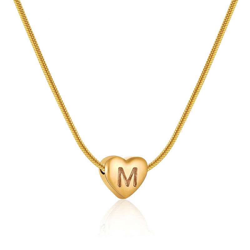 Gold Heart Initial Necklace