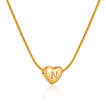 Gold Heart Initial Necklace