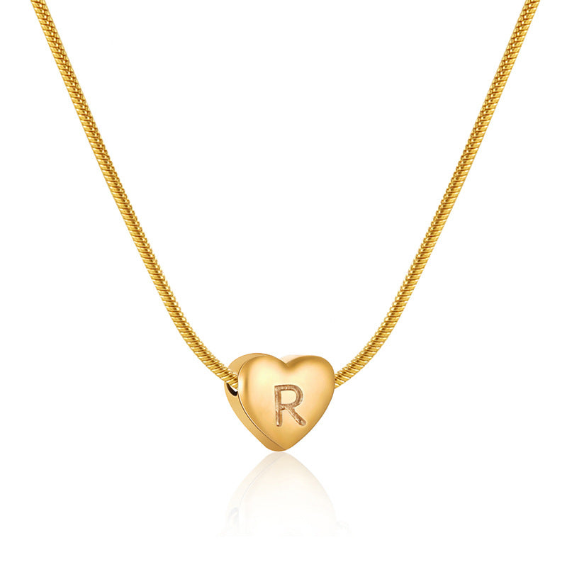 Gold Heart Initial Necklace