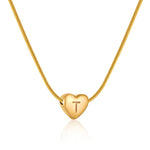 Gold Heart Initial Necklace