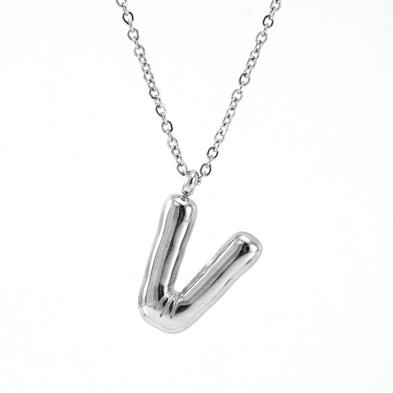 Silver Bubble Initial Necklace