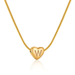 Gold Heart Initial Necklace