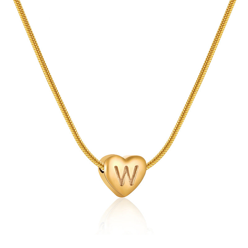 Gold Heart Initial Necklace