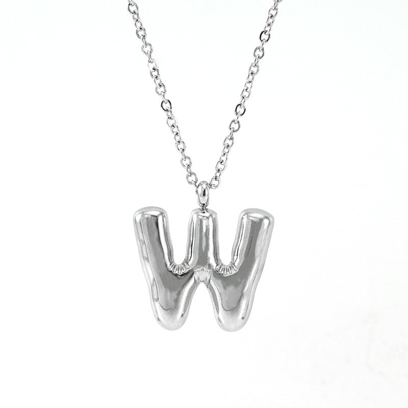 Silver Bubble Initial Necklace