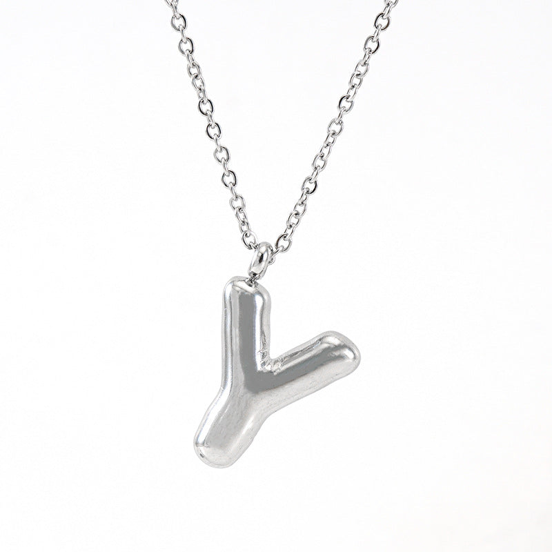 Silver Bubble Initial Necklace