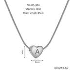 Silver Heart Initial Necklace