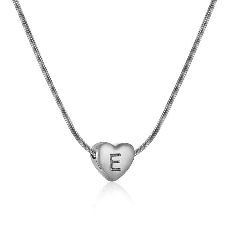 Silver Heart Initial Necklace